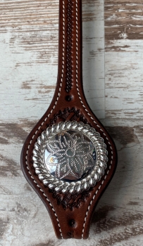 Rope Edge Flower Engraved Concho glänzend 1 3/4